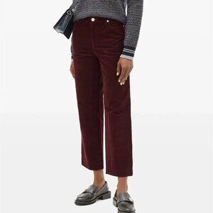 APC Burgundy Corduroy Cotton New Sailor Jean Cropped Wide Leg Pants